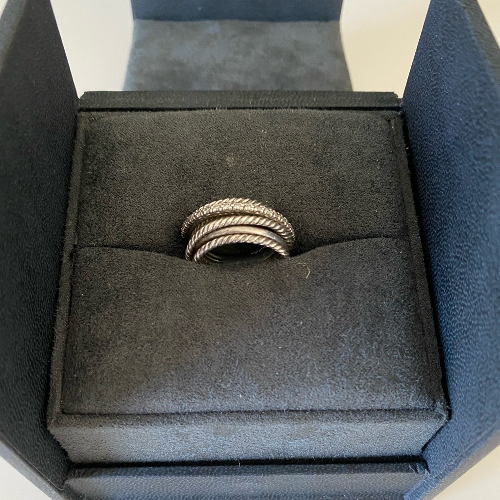 David Yurman Crossover Ring with Pave Diamonds